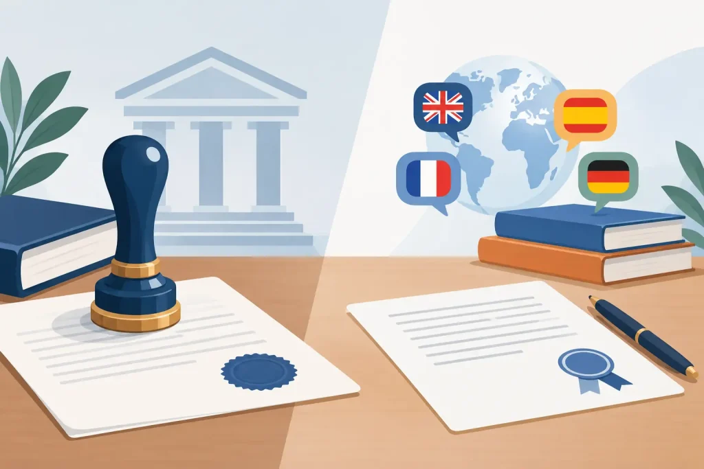 Notarización versus certificación de traductor